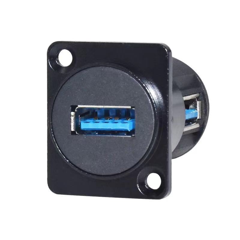 High qualityType D USB2.0 docking module Printer port A to port B USB3.0 Fixed female socket signal extension panel Dual Channel: black USB-3.0-R