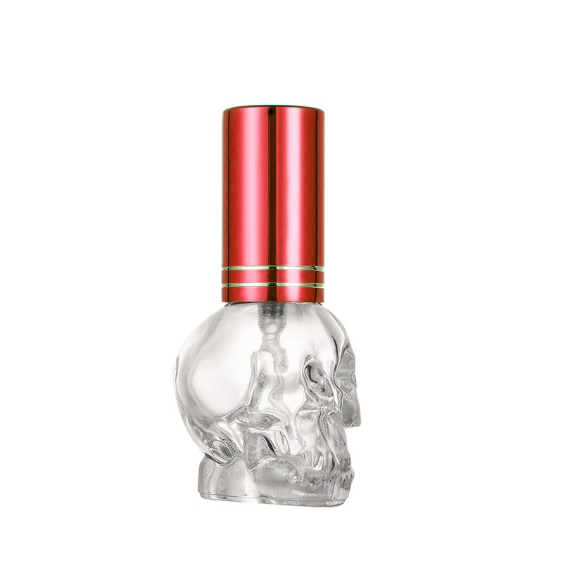Nbyaïque tête de crâne fendu bouteille vide bouteille en verre parfum en vrac bouteille vide 8ML verre vaporisateur parfum bouteille vide: red