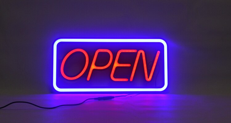 Business Open Sign Neon Red Letter For Pizza/Coffee Bright Neon Business Store Led Open Sign Light With Red Green Open Light: Blue arc red word
