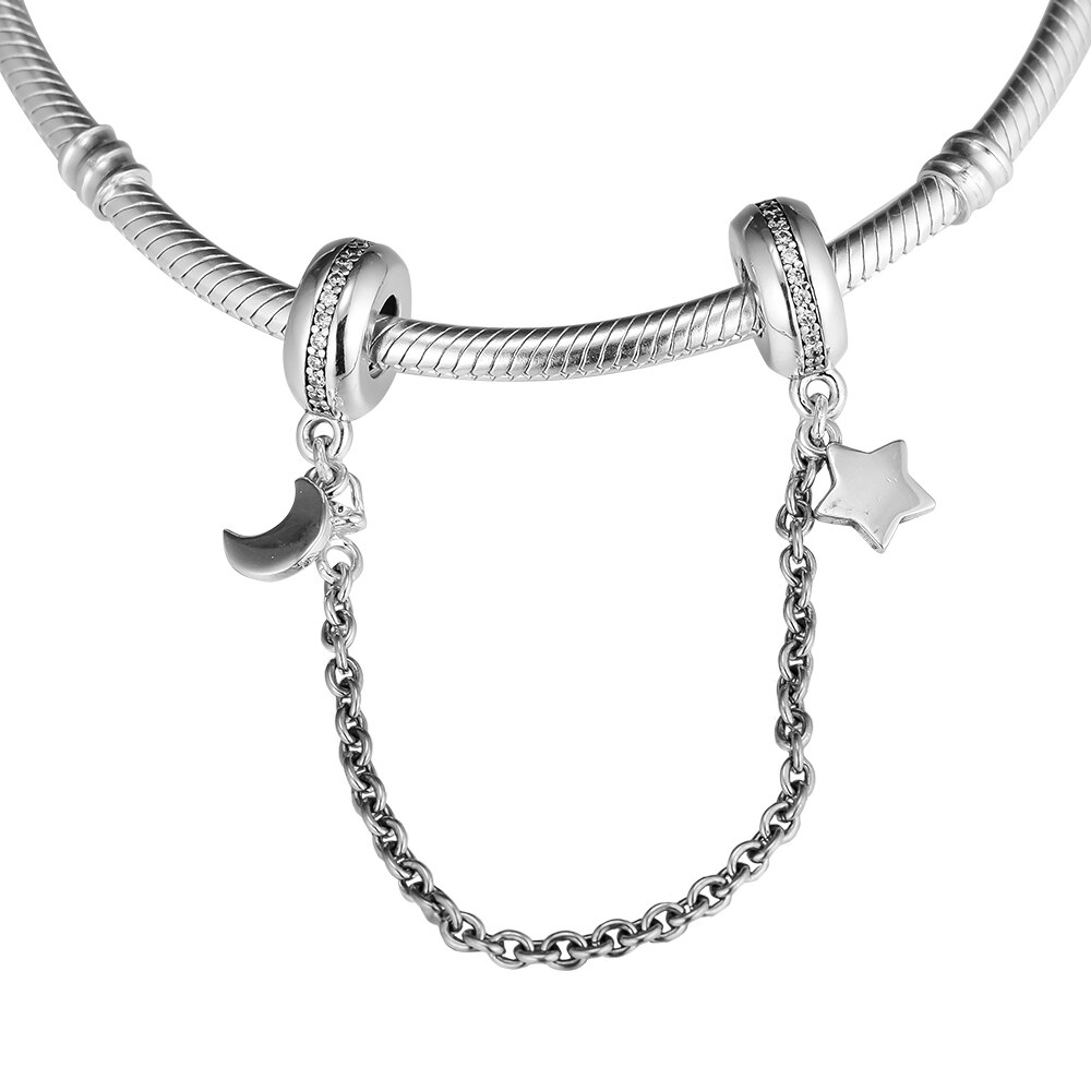 Personal Galaxy Saftey Chain Clear CZ Beads For Jewelry Making 925 sterling silver DIY Woman Jewelry Making