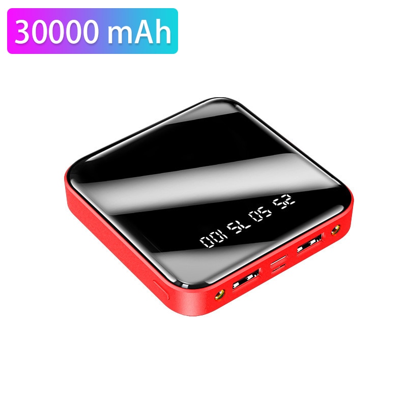 30000mAh Mini Power Bank Portable Charger Dual USB External Battery Charger Powerbank 30000 mAh for Xiaomi Mi iPhone 8 X Samsung