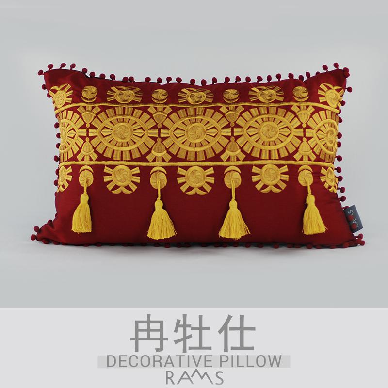 2020 Rams Ricamato Decorativo Geometrico Cuscino Cuscino Complementi Arredo Casa Ricamo: 1 / 50x50cm cover only