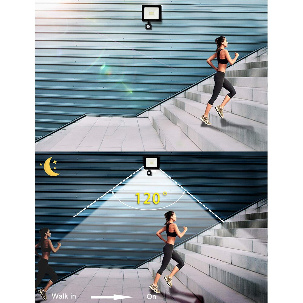 Motion Sensor LED Flood Light IP66 Waterproof 50W 30W 20W 10W Reflector Floodlight Lamp AC220V foco Led Exterior Outdoor Spot