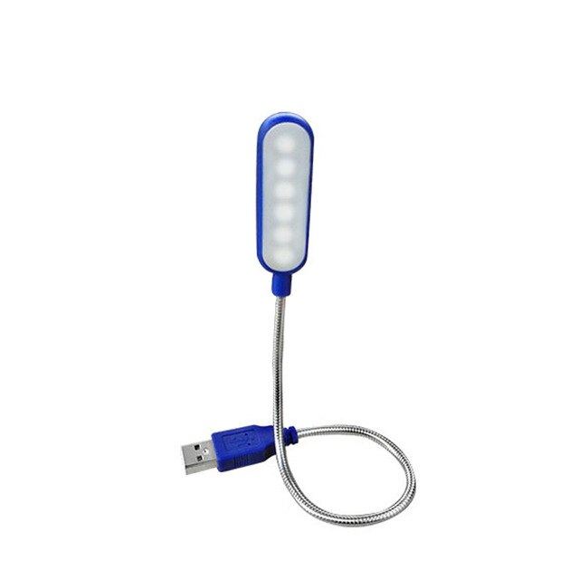 Bærbar usb ledet mini boklys leselys bordlampe fleksibel 6 ledet usb-lampe til powerbank laptop notisbok hjemmedekorasjon: Blått skall