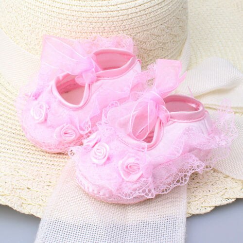 Baby Girl Kid Barefoot Sandals Shoes Headband Lace Flower Foot Band: Pink / 12