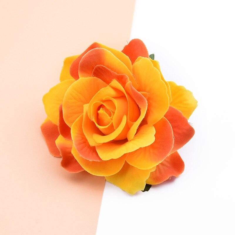 10 stk kunstige blomster til hjemmet bryllup dekoration julekrans brud broche diy håndlavet æske silke roser blomstervæg: Farve 15