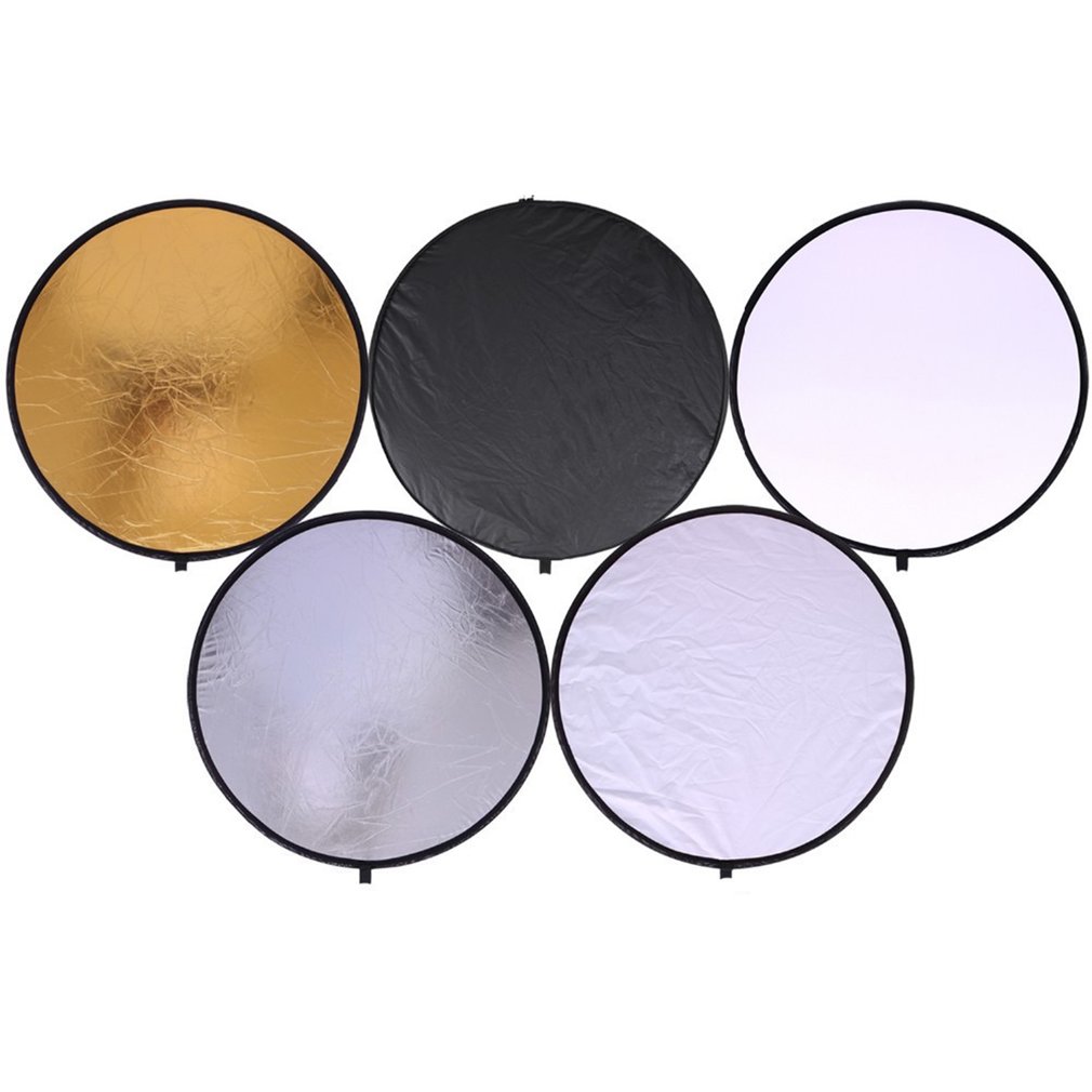 24 "60 Cm 5 In 1 Draagbare Inklapbare Light Ronde Fotografie Wit Silivery Reflector Voor Studio Multi Photo disc Diffuers 200G