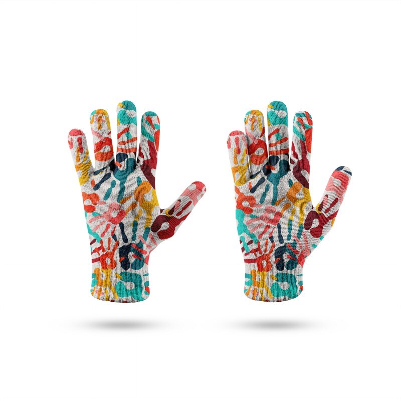 3D Printing Touch Screen Knitted Gloves Fun Gloves With Graffiti Patterns Winter Fingered Gloves Handschuhe: style1
