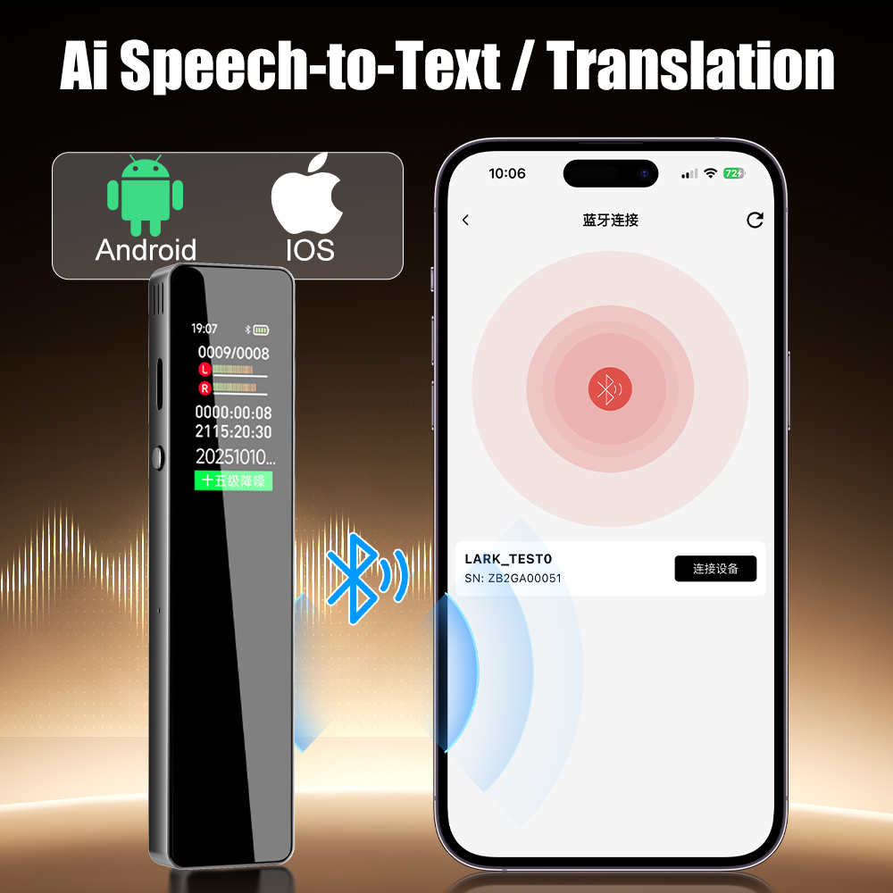 AI Digital Audio Recorder AI Voice to Text/Translation 98% Accuracy ChatGPT 72 Languages HD Noise Reduction Classroom Recording
