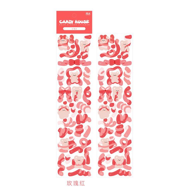 Kleurrijke lint beer stickers zelfklevende scrapbooking stickers decoratieve diy ambachtelijke stickers voor kunst ambachtelijke wenskaarten: YELLOW