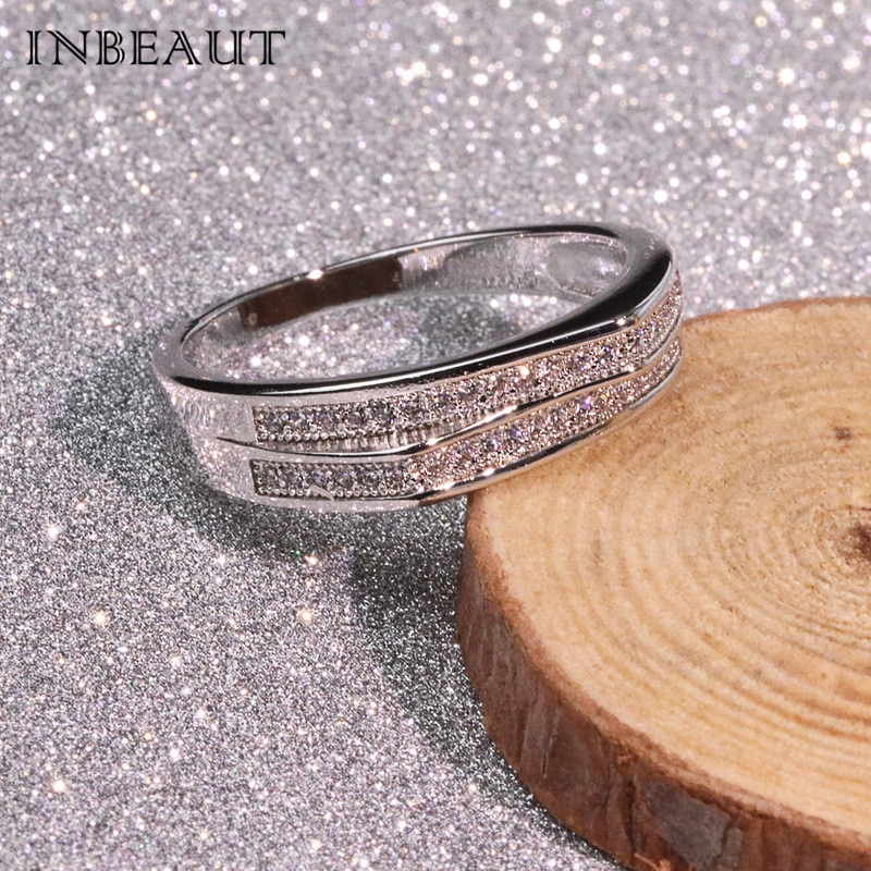INBEAUT Doppel Split Crown Micro Runde Kubikzironia Party Ring für Frauen Trendy Besondere Liebe Ringe Elegante Schmuck