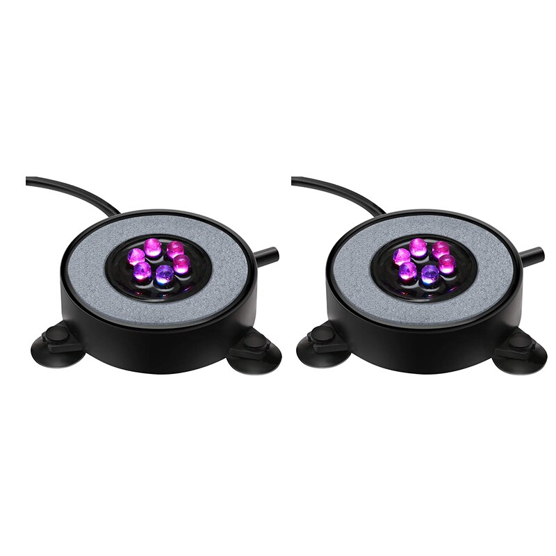 Led Aquarium Air Bubble Light Fish Tank Air Curtain Bubble Stone Disk with 6 Color Changing Leds