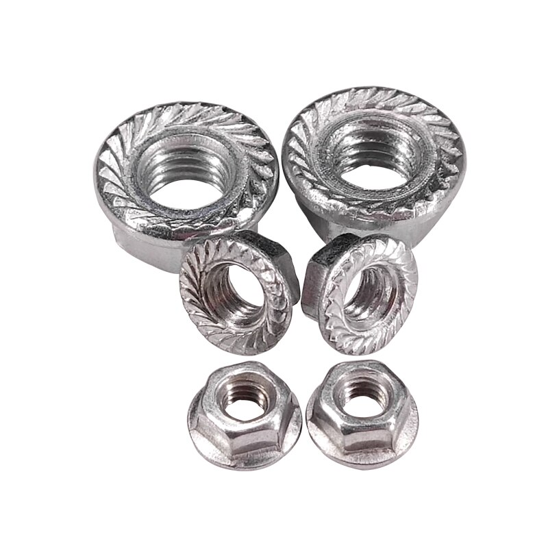 M2 M2.5 M3 M4 M5 M6 M8 Nickel Plated Hexagon Flange Nut Pinking Slip Locking Lock Nut Serrated Flange Lock Nuts
