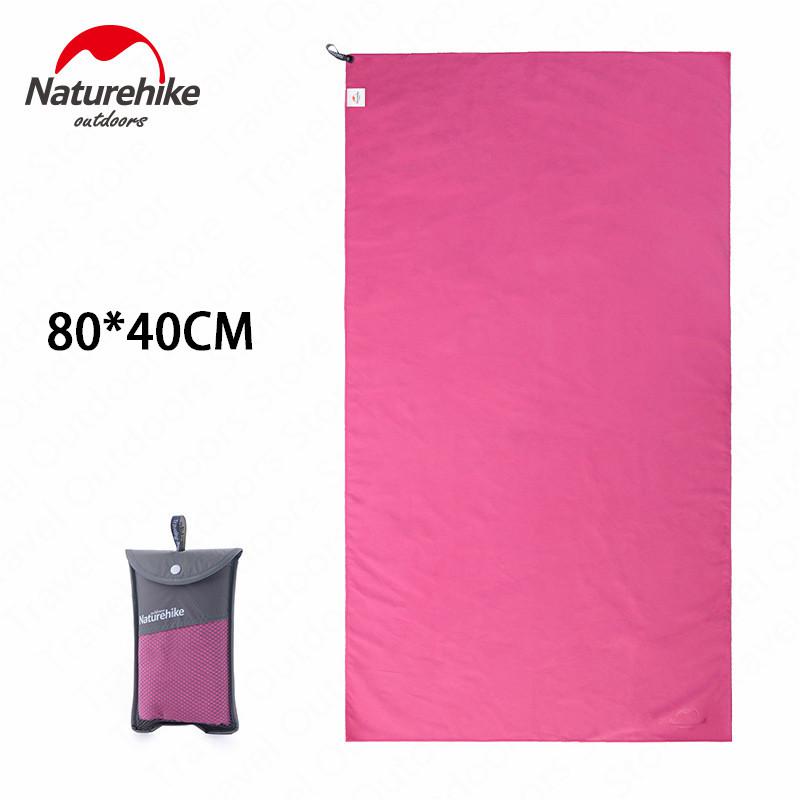 Naturehike-Toalla de microfibra de natación, 3 colores, 80x40cm, 130x73cm, ultraligera, absorbente para exteriores, Toalla de baño de secado rápido para ciclismo de agua: 80cm-Pink