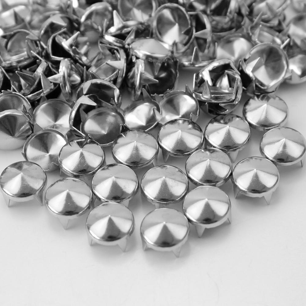 100x Metallic Punk Ronde Conische Studs DIY Leathercraft Accessoire Zilver