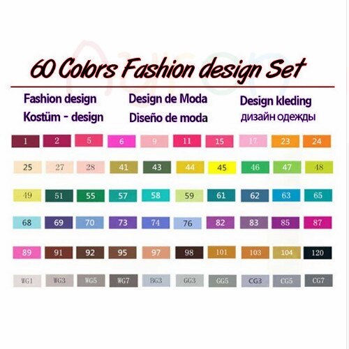 TOUCHNEW 30/40/60/80 Colors Art Markers Alcohol Based Markers Drawing Pen Set Manga Dual Headed Art Sketch Marker Pens: 60 costume design