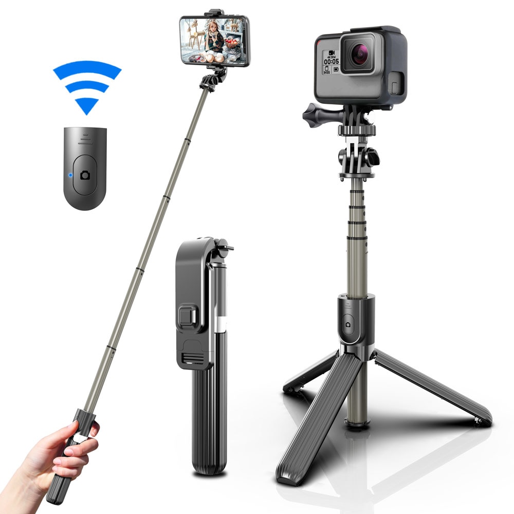 L03 Draadloze Bluetooth Selfie Stok Statief Met Afstandsbediening Palo Uitschuifbare Opvouwbare Monopod Voor Telefoon Camera