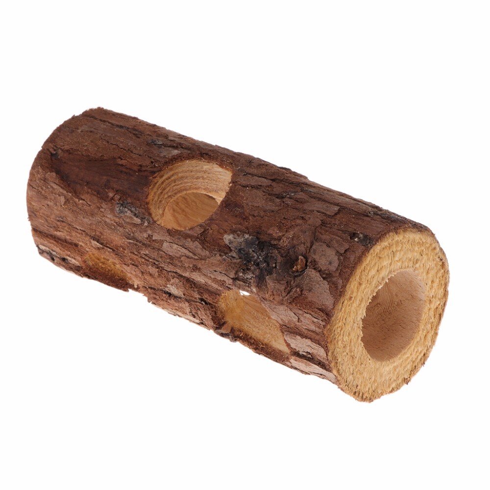 Túnel de hámster con forma de tubería, juguetes de madera Natural para masticar, mascotas pequeñas, ardilla, conejillo de indias, Chinchilla, suministros para animales pequeños, C42