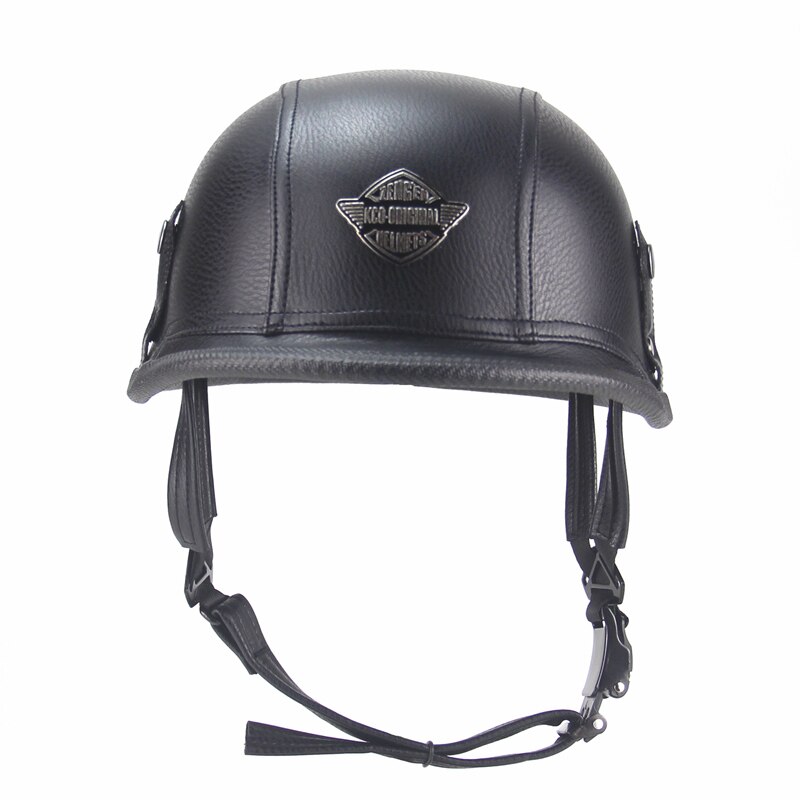 1Pcs Adult Open Face Vintage Half Leather Motorcycle Cycling Helmet 2Colors Available