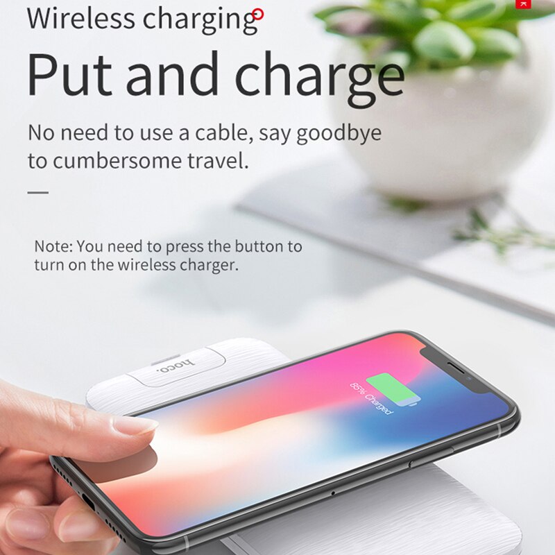hoco 10000mAh QI Wireless Charger Power Bank QC3.0+PD 18W Fast Charging USB Powerbank External Battery for iphone 11 Samsung S10