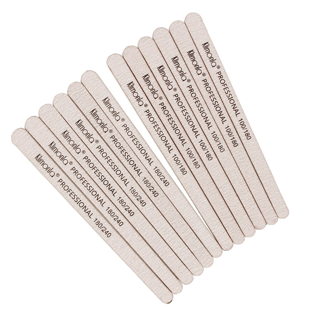 20 stk/parti klimonla neglefiler sandpapir negleslibeblanding 100/180 180/240 korn træ grå neglepleje manicure gør-det-selv fil salon