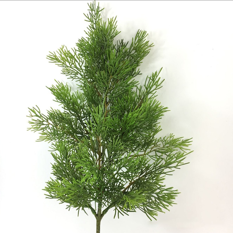 Konstgjord grön cypress träd blad tall nål lämnar gren jul bröllop hem kontor hotell dekoration
