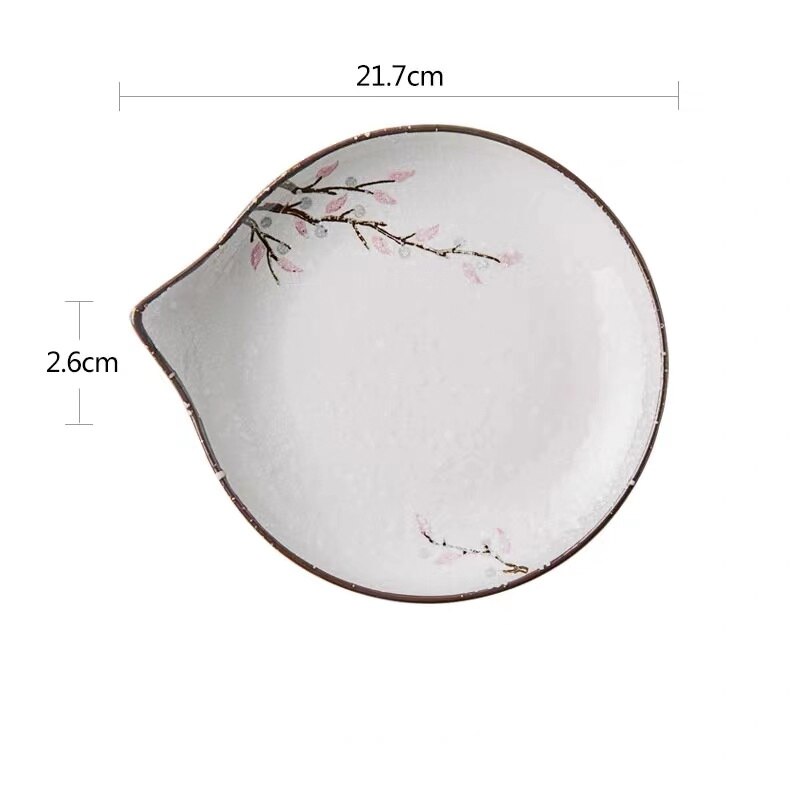 Japanese Style Ceramic Dessert Sauce Dish Tableware Cute Cartoon Lucky Cat Pattern Water Shape Fruit Sushi Plates: L- 21.7cm