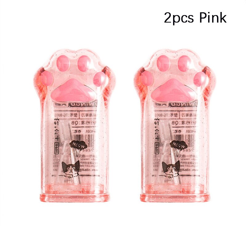 Taille-Crayon Patte De Chat - 2 Pièces Avec Récipient - Double Trou Pour Crayons Standard Et Jumbo