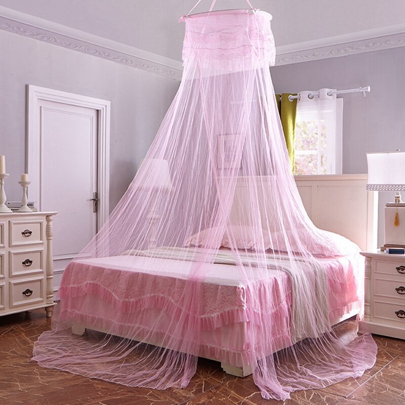 Zanzariera per letto, baldacchino per letto re dimensione rete per tende sospesa, baldacchino per letto trasparente principessa il giro cerchio per tutti: Colore rosa