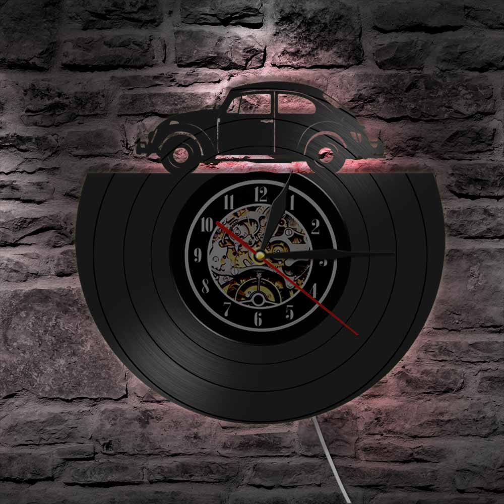 Auto Automobil Themen Wanduhr Schallplatte LP Zeit Uhren LED Beleuchtung Uhr Jahrgang Uhr Wohnkultur Für Auto liebhaber