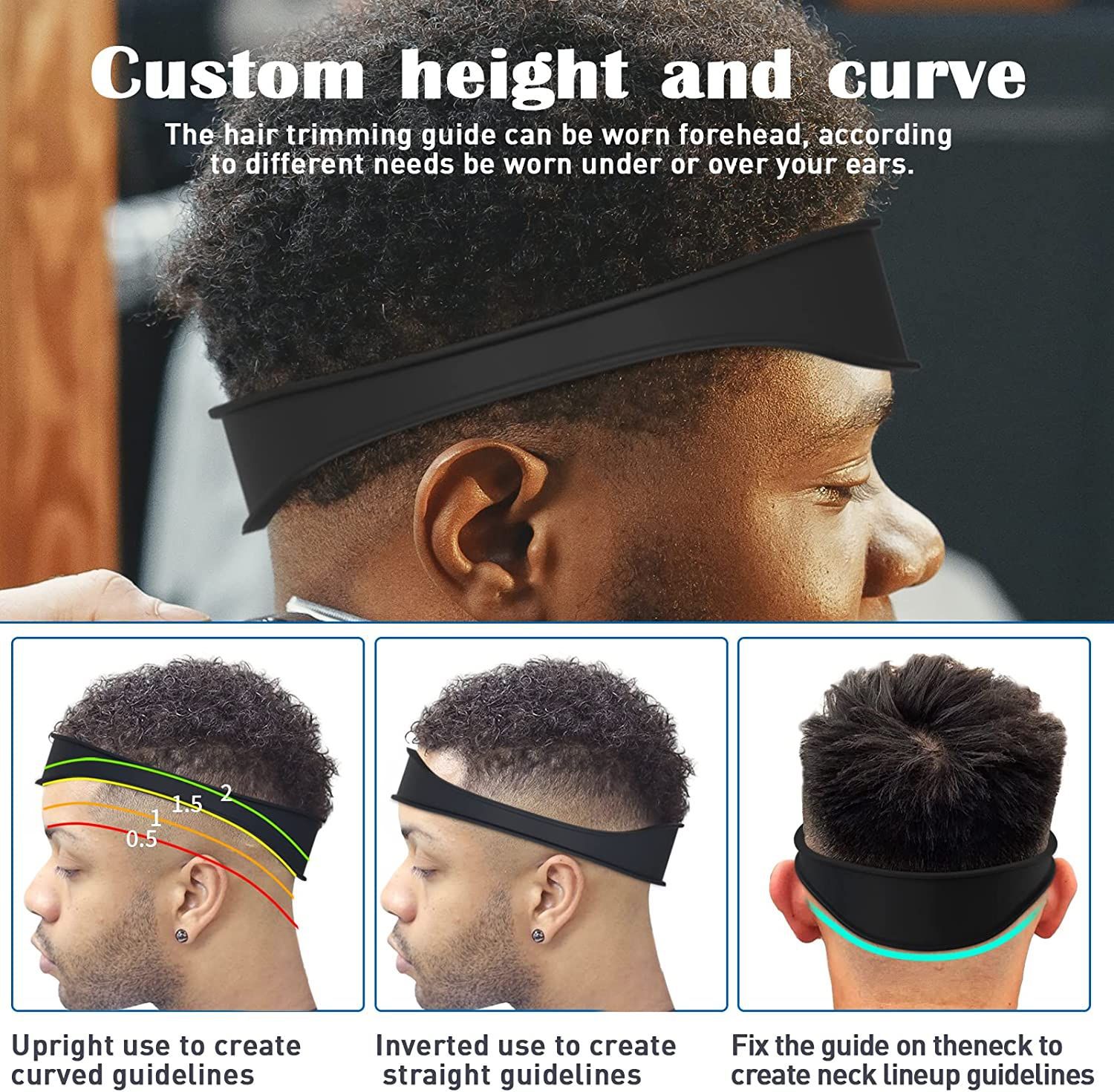 Regla para recortar el cabello DIY para hombres, diadema curva, regla para estilizar, peine de peluquero, herramientas para Barba, Herramienta de Peinado
