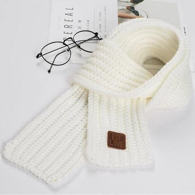 Baby tørklæde ørevarmer til børn efterår vinter tørklæder uldne strikkede piger dreng sælges farve tørklæde spædbarn hals wrap: Hvid