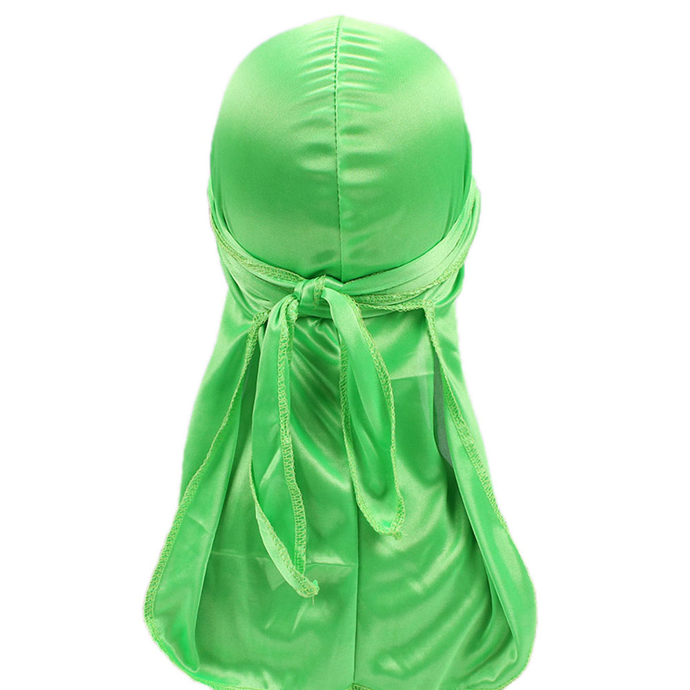 Silkemyk durag og pansersett for menn og kvinner langhale du-rag waves cap turban: Lysegrønn