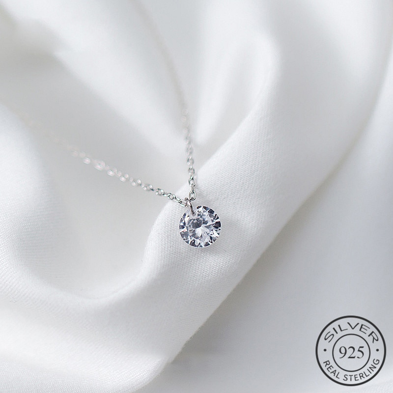 Collar con colgante de cristal redondo para Plata de Ley 925 auténtica, joyería fina para mujer, accesorios de compromiso románticos