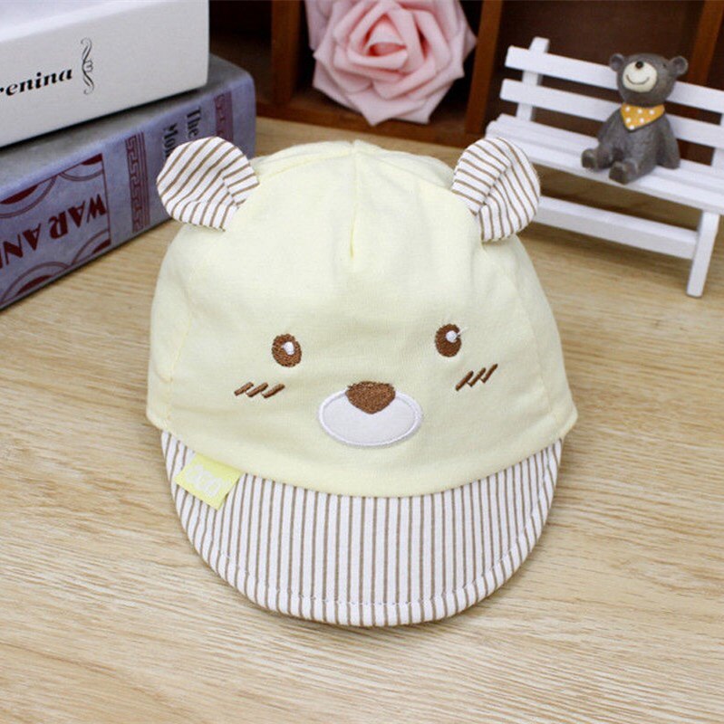 Cute Bear Baby Kids Caps Cotton Soft Baby Girls Boys Caps Summer Beach Hats For Kids Infant Children Sun Hat With Ear: Yellow