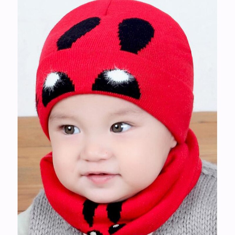 Conjunto de gorro y bufanda de oso y gato para bebé, niño y niña cálido para gorro de punto, gorros de ganchillo, 2 piezas: Rojo