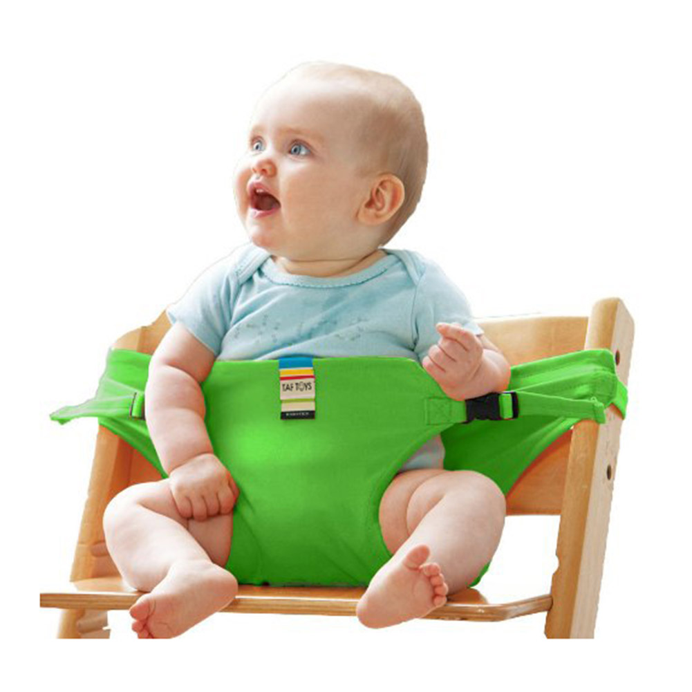 Rejse sammenfoldelig baby spisestue frokost stol baby fodring bælte spædbarn sikkerhed foran hold sikkerhedssele vaskbar baby sikkerhedssele til barn: Grøn