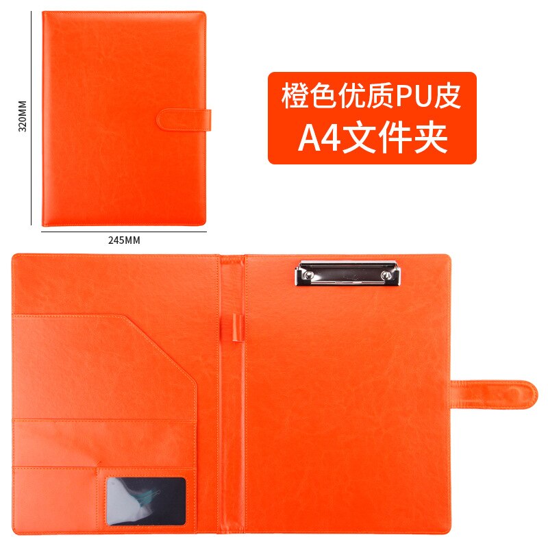Høj kvalitet imiteret læder  a4 mappe / multifunktions læder mappe konference: Orange