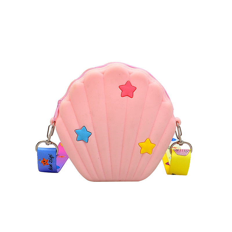Borse e borsette per bambine carine borse a tracolla con conchiglia in Gel di silice per bambini portamonete pochette per bambini Kawaii: Colore rosa