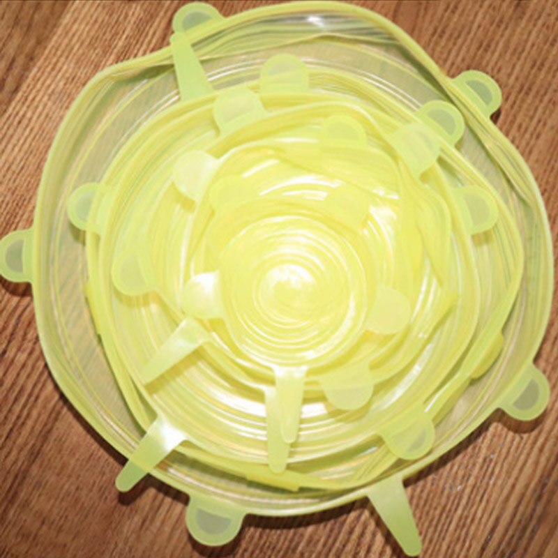 Tapas elásticas de silicona reutilizables, tapa universal de silicona para envolver alimentos, tapa para cuenco, tapa para olla, tapa de sellado, sartén, tapones de cocina, 6 uds.