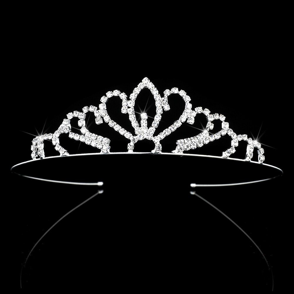 Feminino menina crianças coroa princesa cristal tiaras casamento strass bandana baile presente jóias de cabelo decoração: J005 silver