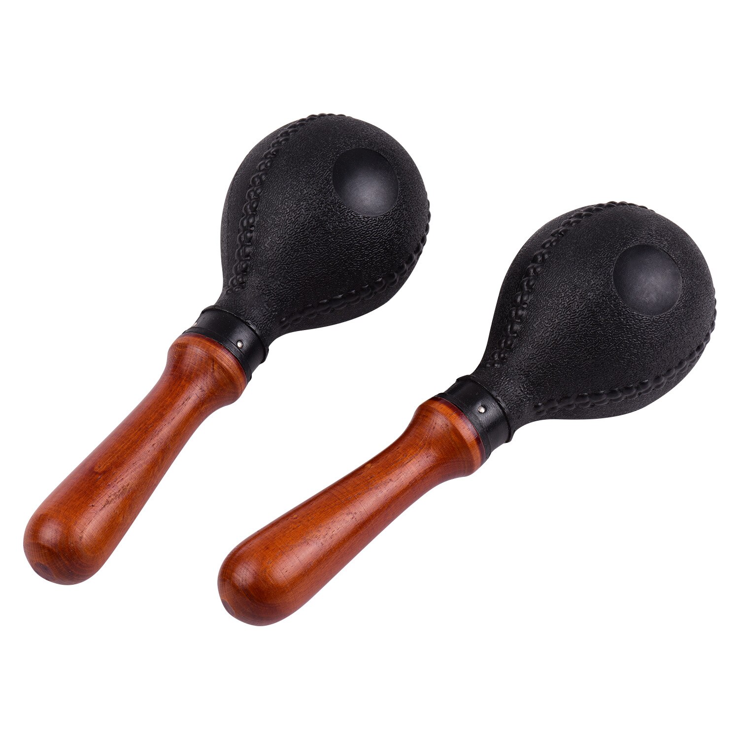 Pair of Wood Maracas Sand Hammer Percussion Instrument with Plastic Shells Wood Handle