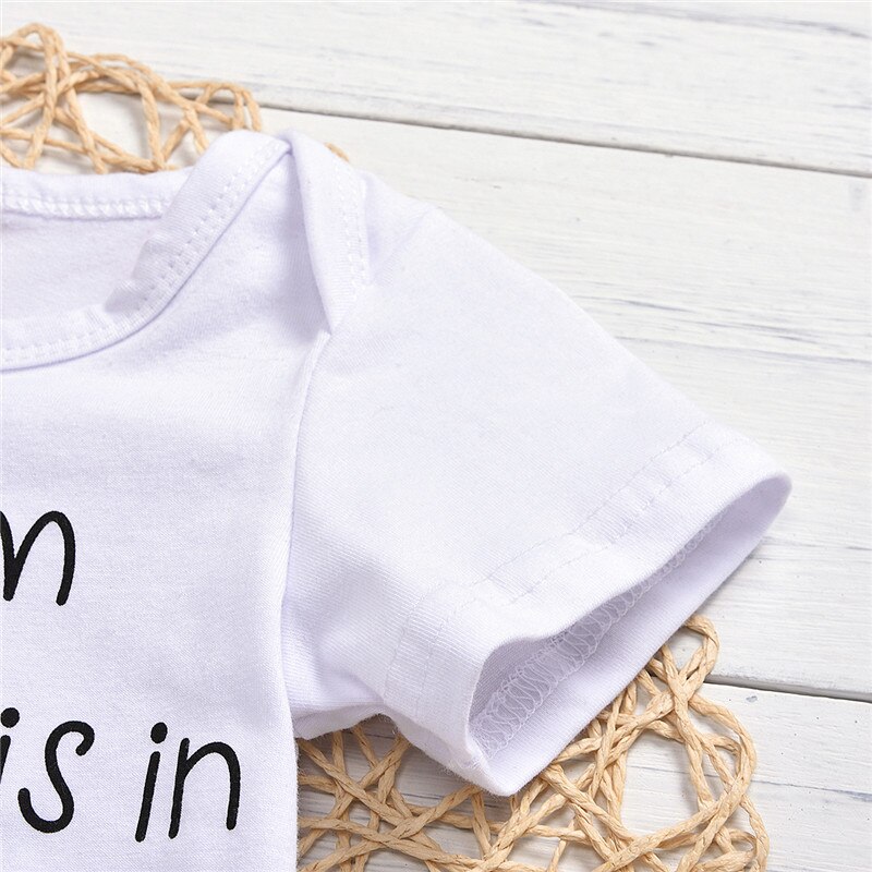 Jeden Persent noworodka litery niemowlę ciało z nadrukiem moda z krótkim rękawem kombinezon dla dzieci dla niemowląt chłopcy dziewczęta odzież