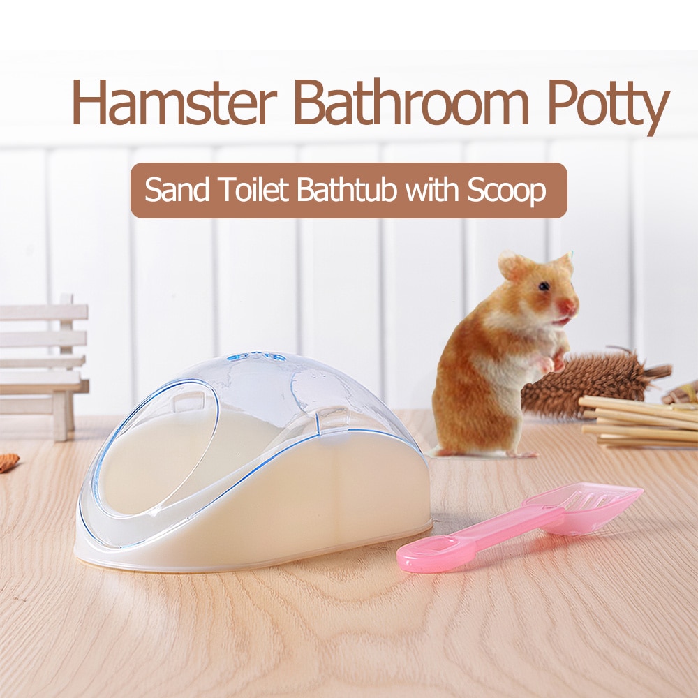 Baño hámster orinal arena baño, bañera con pala para ratón hámster y otras mascotas pequeñas