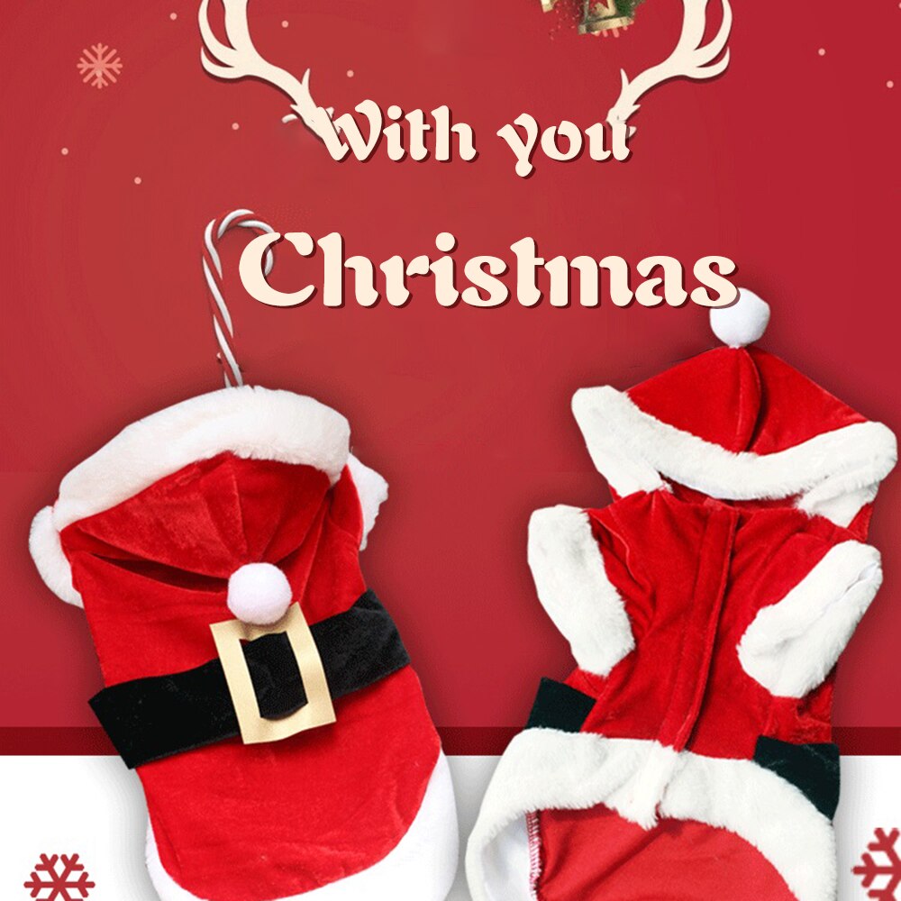 Disfraz de Papá Noel para perro, ropa de Navidad para perros pequeños, Abrigo con capucha para invierno, chaquetas para cachorros y gatos, triangulación de envíos, novedad