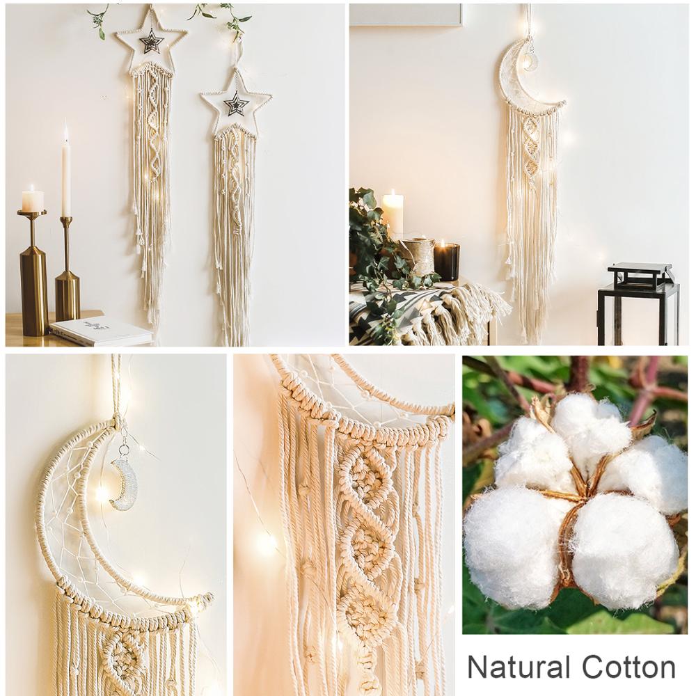 Boho stil håndlavet månestjerne gobelin væghængende indretning til hjemmet dørhængende ornament bryllup dekoration housewarming