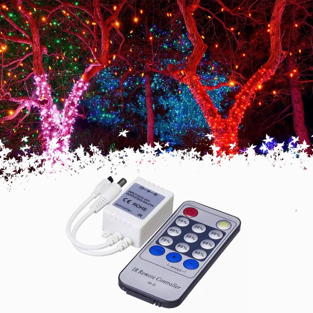 Mini Remote Control Dimmer For Single Color LED Strip LED Ribbon LED Tape DC 12V-24V 144W IR 14 Key Remote Controller