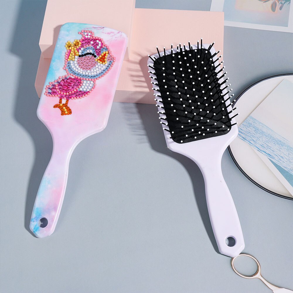 Peinture diamant 5D à faire soi-même, avec des animaux de dessin animé, peigne à strass, brosses à cheveux en forme spéciale, artisanal fait à la main