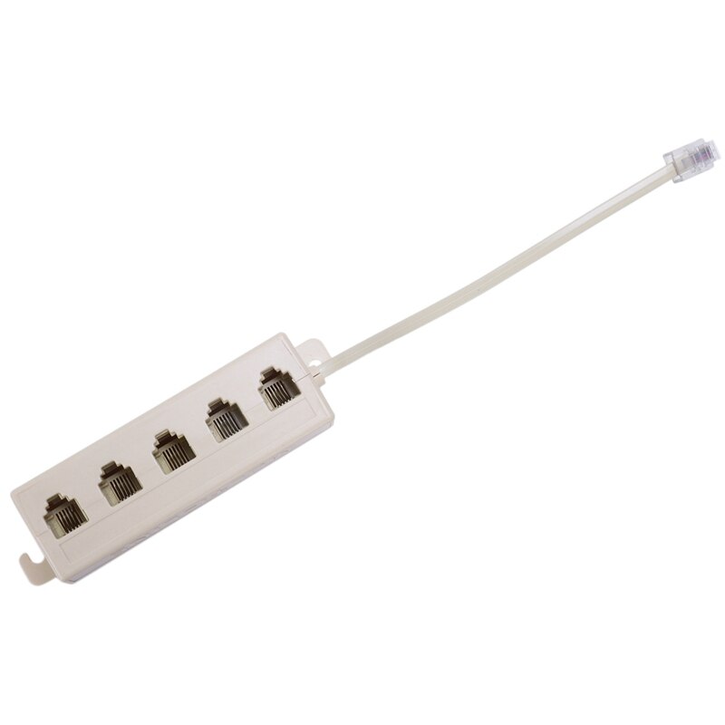Beige RJ11 6P4C Stekker Naar 5 Poorten 6P2C Vrouwelijke Socket Telefoonlijn Splitter Adapter & RJ11 6P4C Telefoon Kabel koord