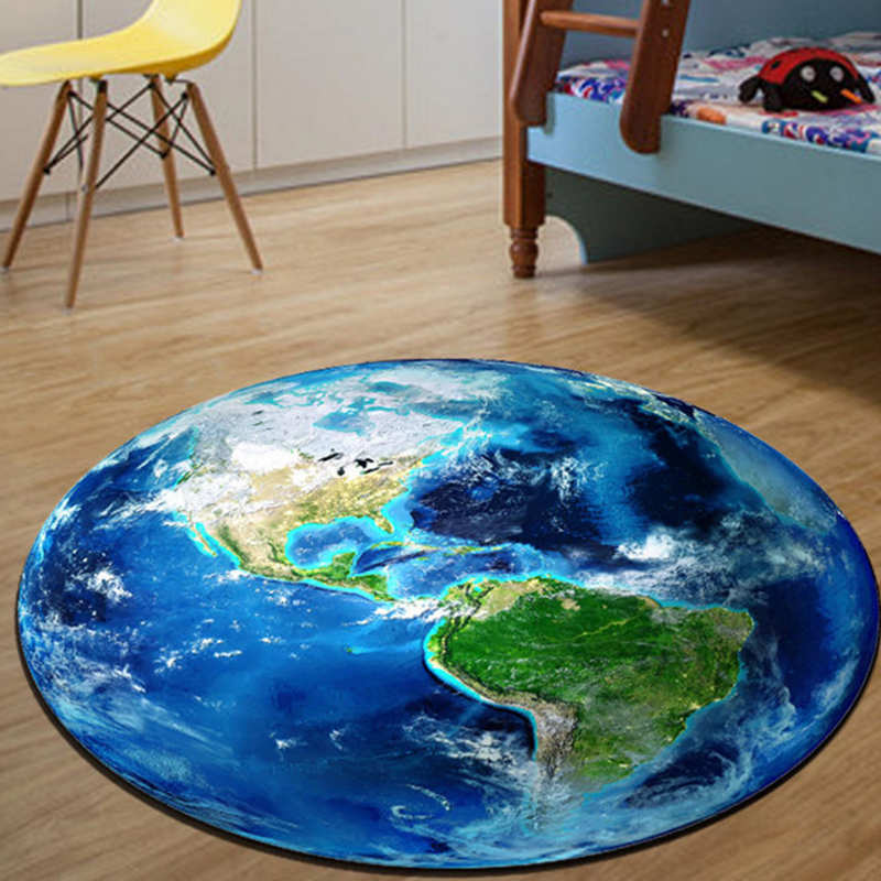 Fruktmønster rundt badeteppe gulvteppe dia 60-100cm baderomsmatte sofateppe sklisikker badematte toalettteppe badeunderlag: Jord 3d / Diameter ca. 120cm